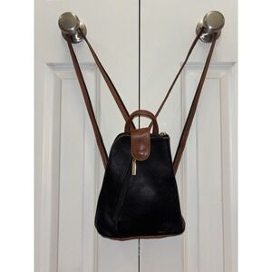 Valentino Di Paolo Italy Leather Convertible Backpack Hobo Shoulder Bag 9x9x3‎